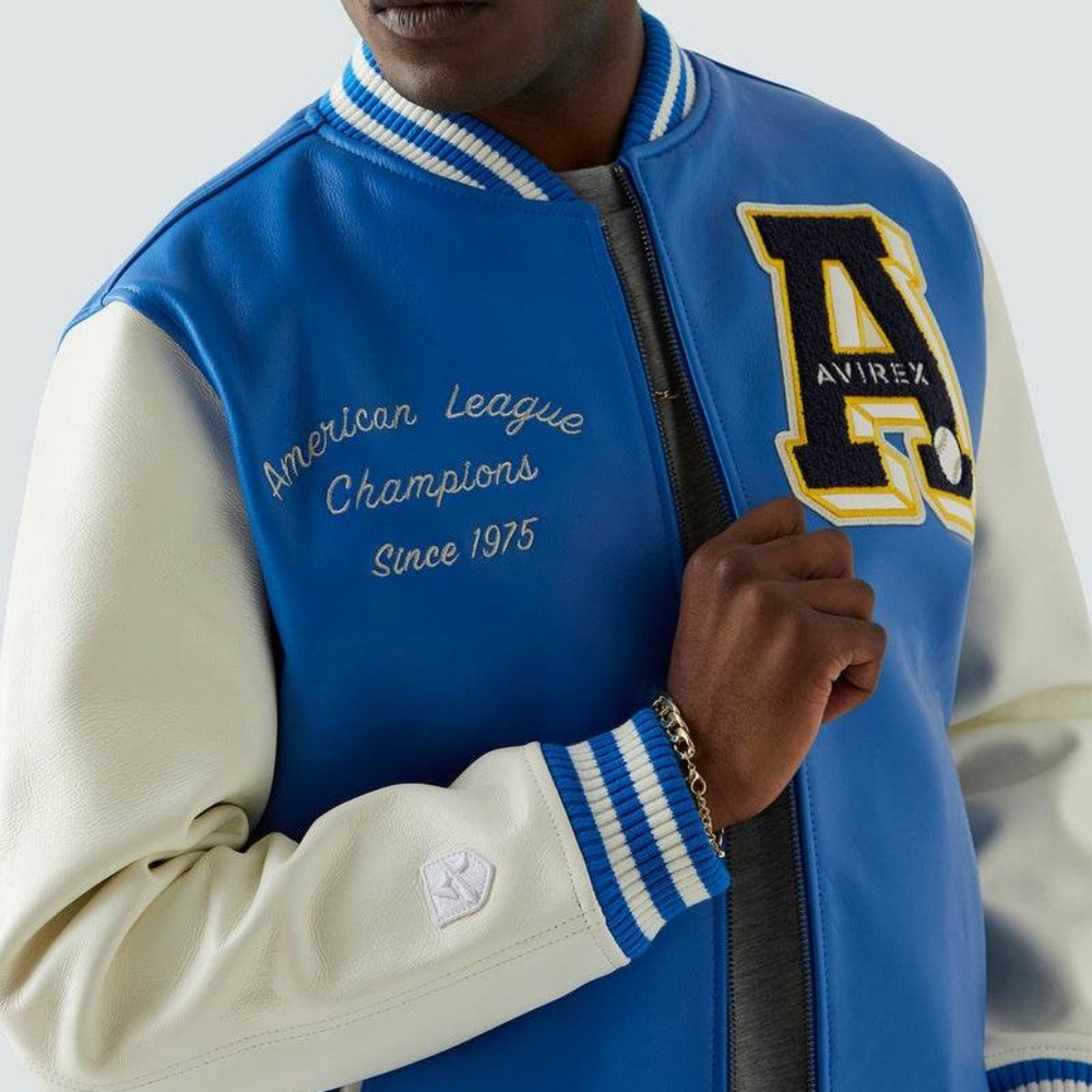 BASEBALL VARSITY LEATHER JACKET - BLUE